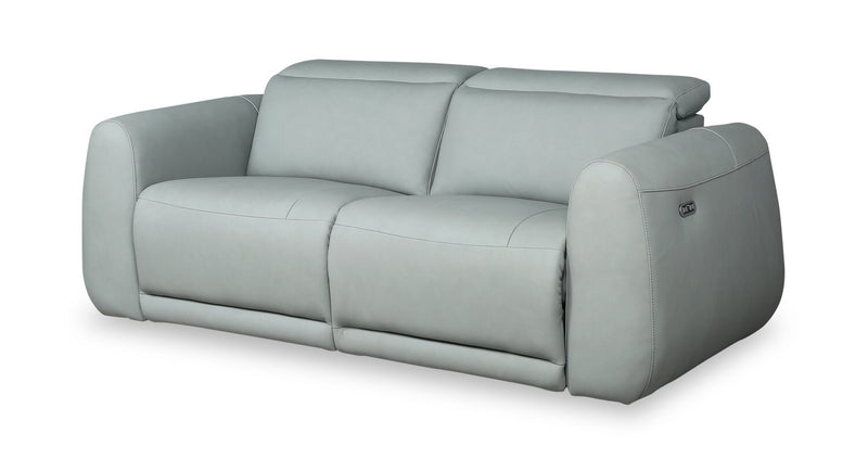 Gianna 76\" Spa Blue Genuine Leather Power Reclining Sofa with Power Headrests and USB Port