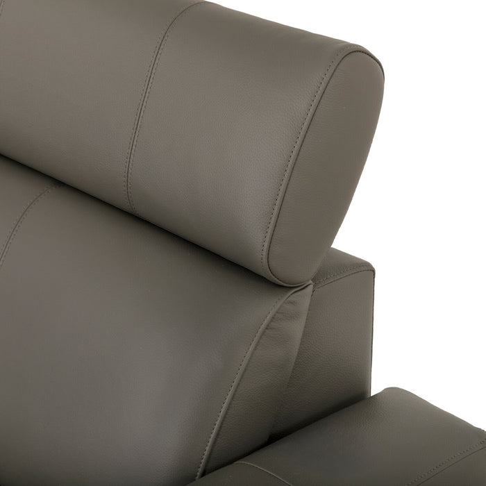 Valentino 3-Piece Left-Facing Grey Genuine Leather Power Reclining Sectional with Adjustable Headrests 