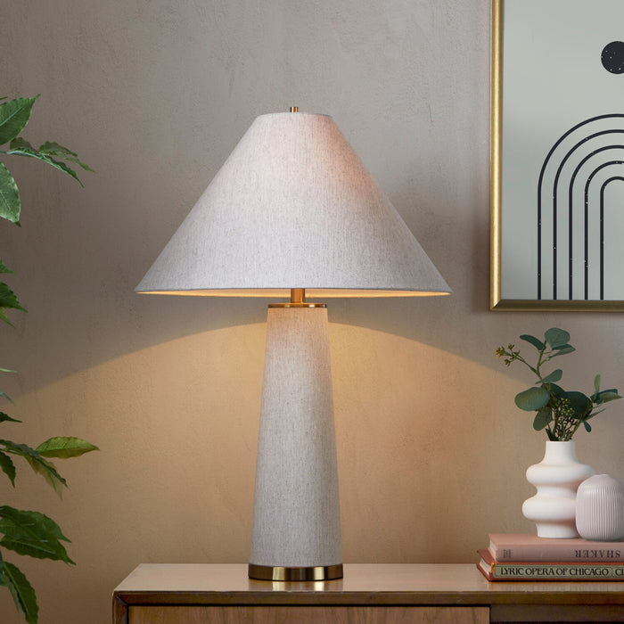 Rachel 28\" Contemporary Table Lamp with Linen Shade – Brass