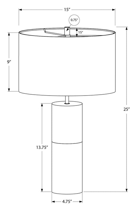 25\" Black and Gold with Drum Shade Table Lamp
