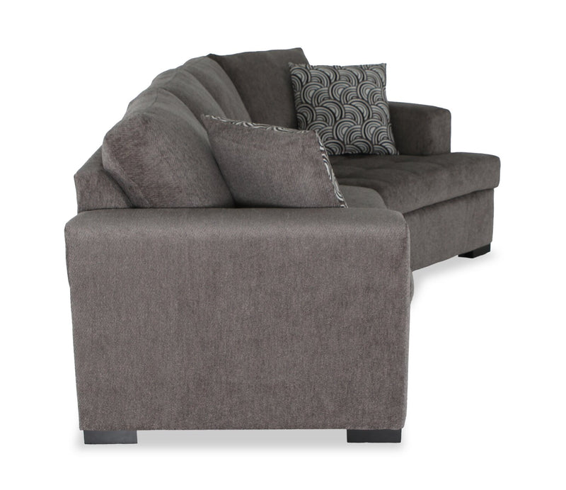 Made in Canada Legend 2-Piece Right-Facing Chenille Fabric Cuddler Sleeper Sectional - Pewter Brown