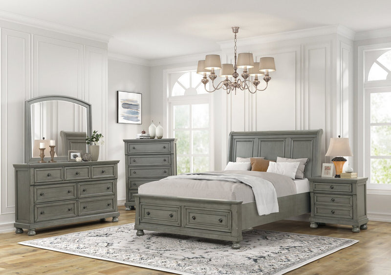 Chelsea Platform Storage Bed with Headboard & Frame, Grey - Queen Size