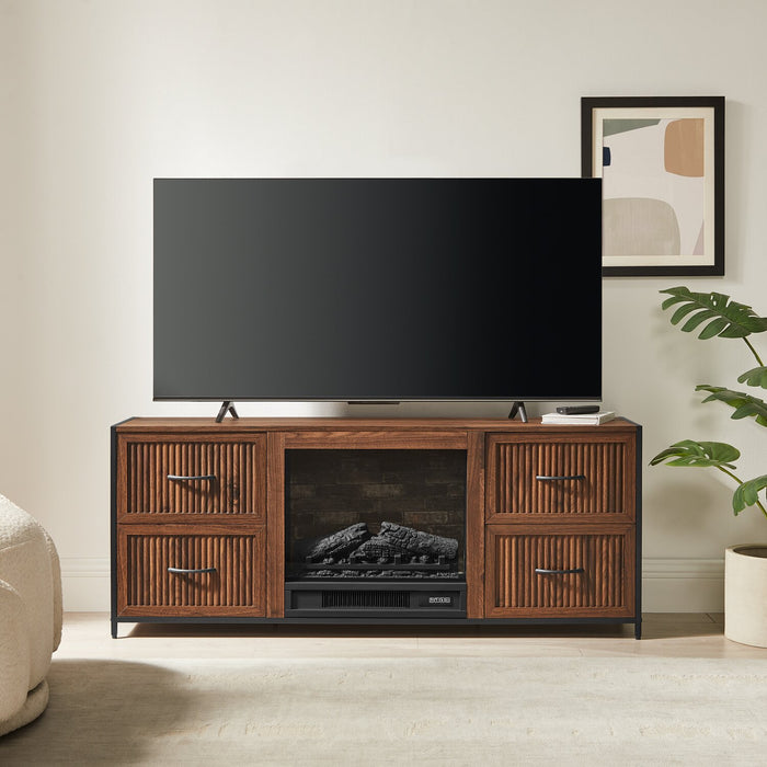  Harvin 54\" Electric Fireplace TV Stand with Storage for TVs up to 50\" – Brown Oak 