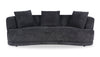Primo Moon 91\" Wooly Raven Black Fabric Curved Sofa with Accent Pillows