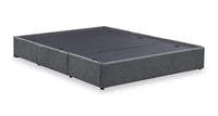 Amos Upholstered Storage Bed in Charcoal Fabric with Channelled Headboard & 3 Built-in Drawers - Queen Size 