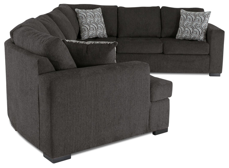 Legend 3-Piece Left-Facing Chenille Cuddler Sleeper Sectional - Pewter