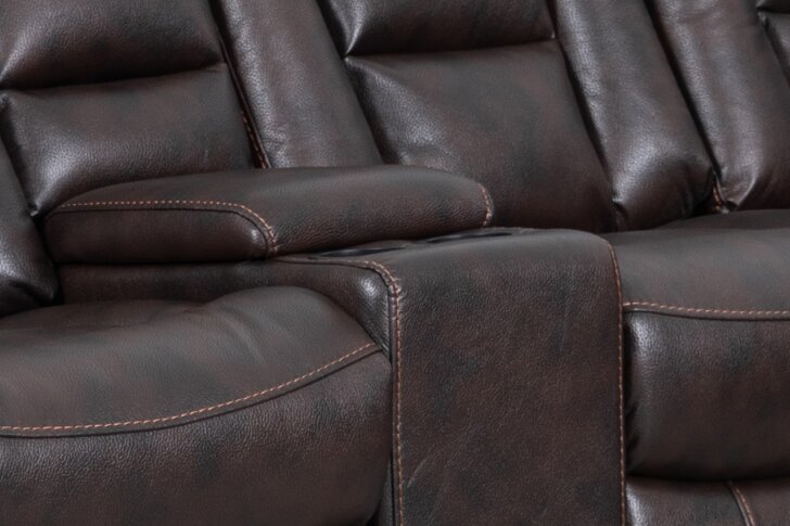 Leo 5-Piece Leath-Aire® Fabric Reclining Sectional - Walnut