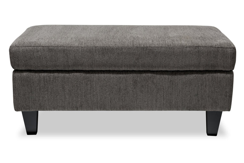 Nofia Chenille Storage Ottoman - Charcoal