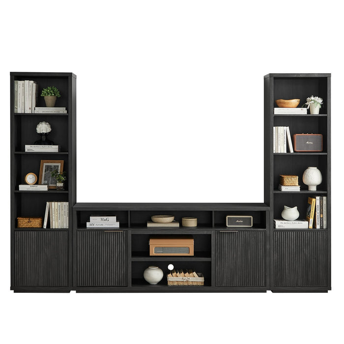 Brenner 104\" 3 Piece Entertainment Center with Storage for TVs Up To 60\" – Charcoal 
