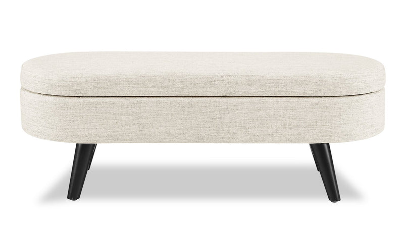 Montreal Oval Fabric Storage Ottoman - White