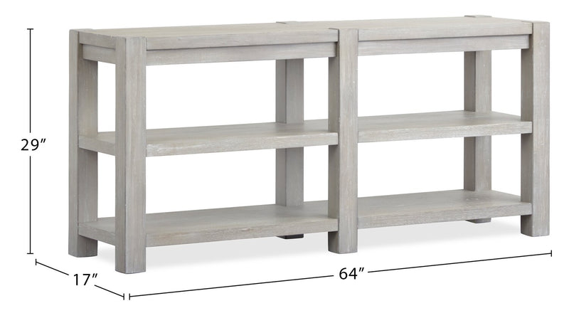 Clifford 64” Contemporary Solid Wood Sofa Table with Shelves - Calico Grey