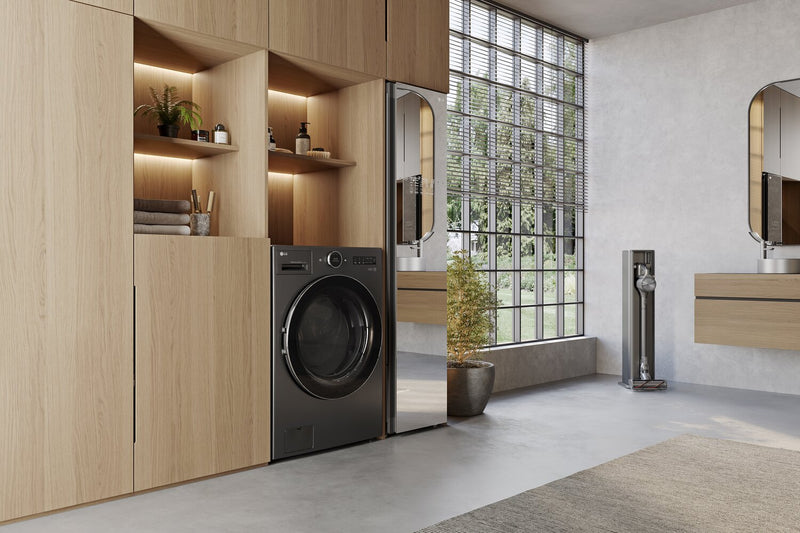 LG 5.7 Cu. Ft. Smart Front-Load High-Efficiency Steam All-in-One Laundry - Black Steel - WM6998HBA 