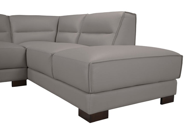 Citadel 2-Piece Right-Facing Top-Grain Genuine Leather Sectional with Wood Legs - Grey 