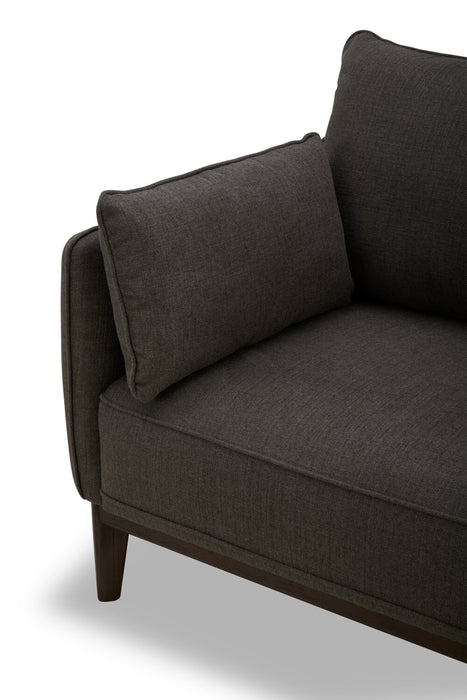Cindy Crawford Home Gena 85\" Charcoal Grey Linen-Look Fabric Condo-Size Sofa with Removable Back Cushions