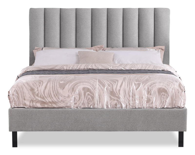 Amos Grey Upholstered Platform Bed Base - Full