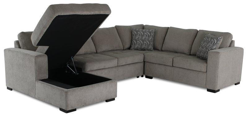 Legend 4-Piece Left-Facing Chenille Sleeper Sectional - Platinum 