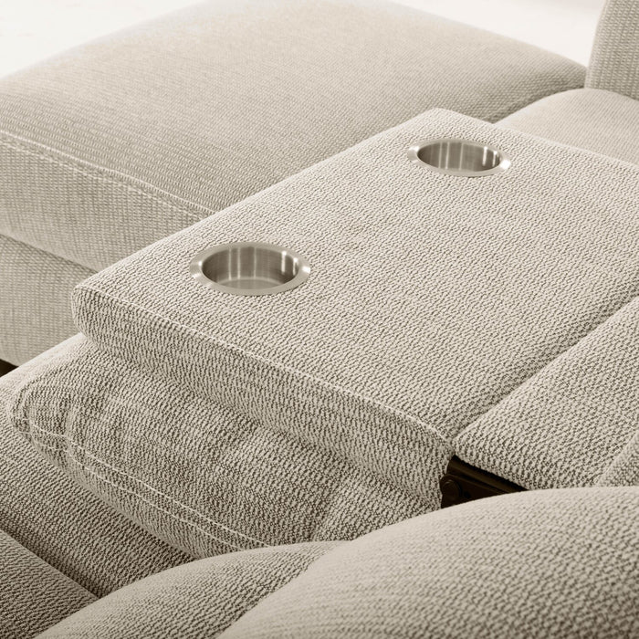 Meadow 2-Piece Left-Facing Taupe Chenille Fabric Power Reclining Sectional with Storage Chaise