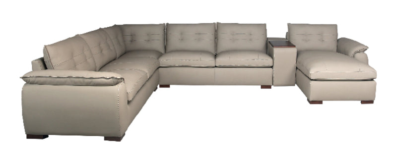 Raya 5-Piece Genuine Leather Modular Right-Facing Sectional - Stone