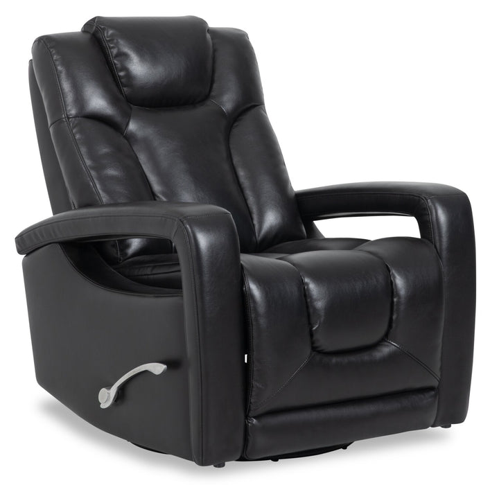 Kenzo 35\" Black Faux Leather Swivel Glider Reclining Chair