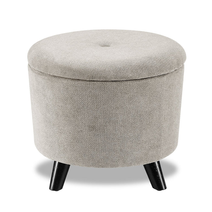 Winnipeg Round Fabric Storage Ottoman - Grey