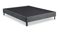 Amos Upholstered Platform Bed in Charcoal Fabric with Channelled Headboard - Queen Size 