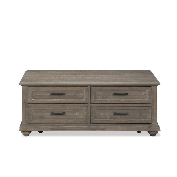 Winston 48\" Rustic Coffee Table with Storage - Light Brown with Driftwood Finish