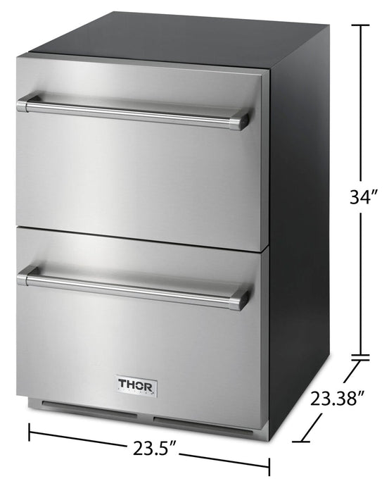 Thor 24\" 5.4 Cu. Ft. 2 Drawer  Refrigerator - Stainless Steel - TRF24U 