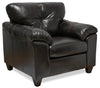 Made in Canada Addison 42\" Leather-Look Fabric Chair with Removable Seat Cushion and Tufting - Blackberry Black 