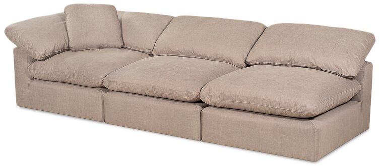 Eclipse 5-Piece Linen-Look Fabric Modular Sectional with Ottoman - Slate