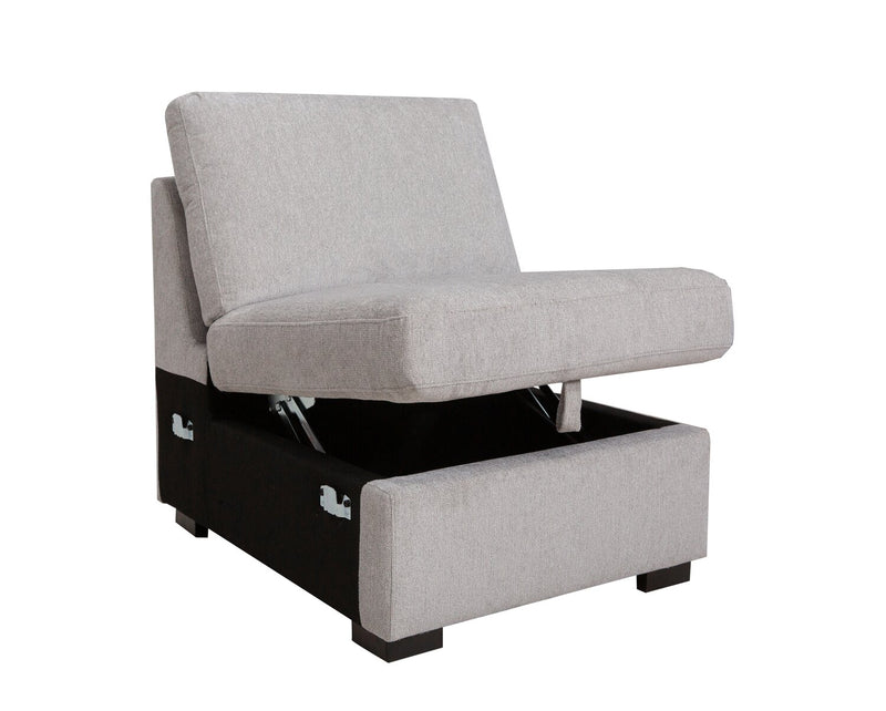 Vault 9-Piece Sectional with Sofa Bed Loveseat, Four Storage Chairs and Storage USB Console - Grey
