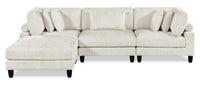 Lounge 4-Piece Chenille Modular Sectional with Ottoman – Beige  
