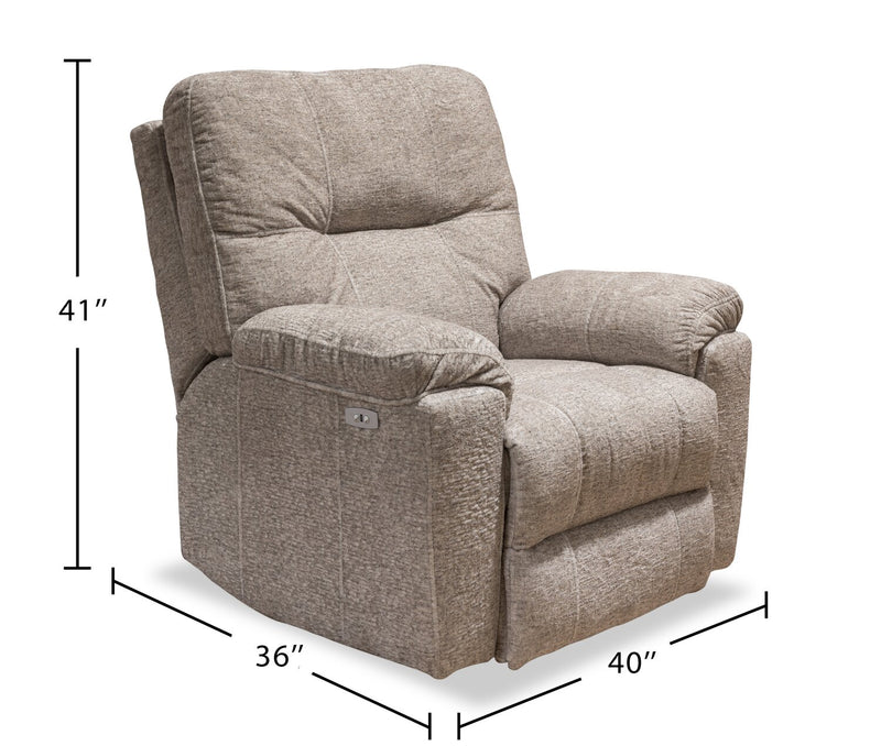 Canadian Made Dawson 40\" Fabric Power Reclining Chair with USB Port - Beige