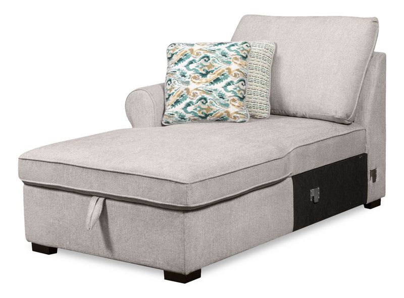Scott Living Haven 3-Piece Right-Facing Chenille Fabric Cuddler Sleeper Sectional with Storage Chaise - Grey