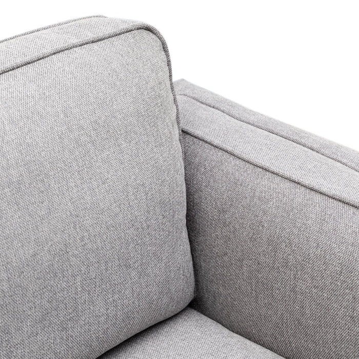 Kort & Co. Kassia 80\" Grey Linen-Look Fabric Condo-Size Sofa with Wood Base and Legs