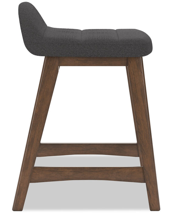 Jovi Counter-Height Stool with Linen-Look Fabric, 24\"H, Wood - Charcoal 