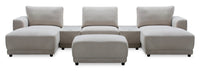 Voyage Modular 6-Piece Left-Facing Fabric Sectional with Console and Ottoman – Beige