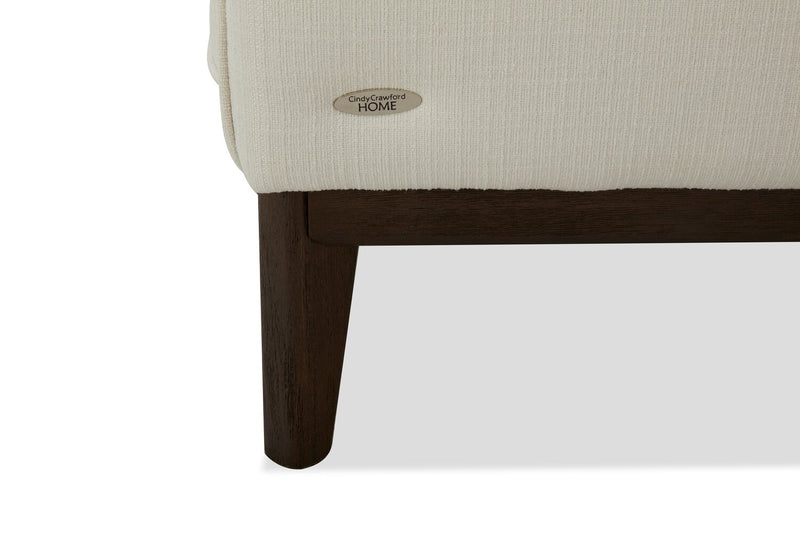 Cindy Crawford Home Gena 38.5\" Cotton White Linen-Look Fabric Chair with Removable Back Cushion