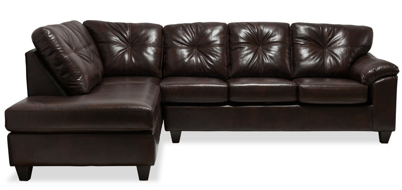 Made in Canada Addison 2-Piece Left-Facing Leather-Look Fabric Sectional with Removable Seat Cushions - Brown 