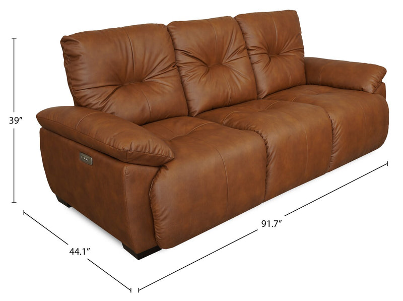 Bello 91.7\" Leather-Look Fabric Power Reclining Sofa with Power Headrest - Brown