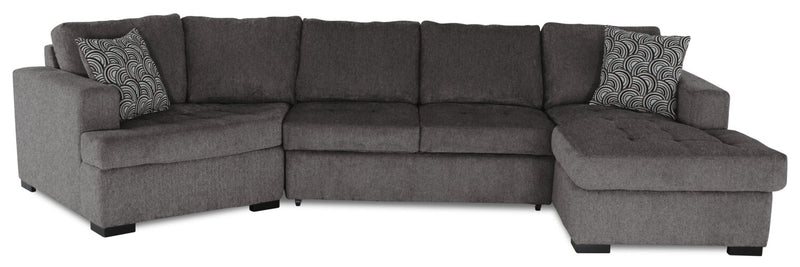 Legend 3-Piece Left-Facing Chenille Cuddler Sleeper Sectional with Chaise - Pewter