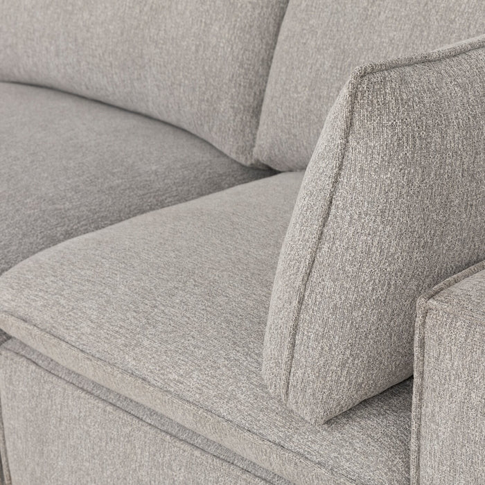 Fusion Modular 4-Piece Silver Grey Chenille Fabric Sectional with Removable Feather Down Back Cushions