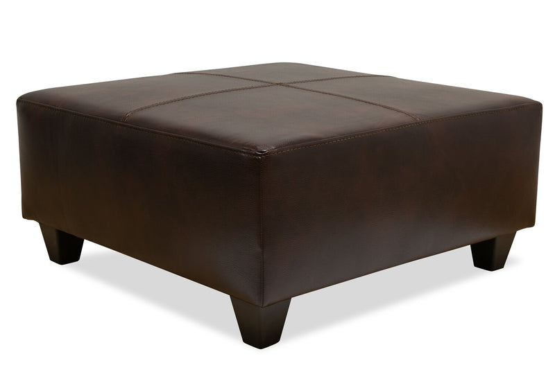 Made in Canada Addison 37\" Leather-Look Ottoman - Brown 