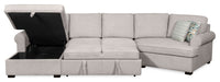 Scott Living Haven 3-Piece Right-Facing Chenille Fabric Cuddler Sleeper Sectional with Storage Chaise - Grey