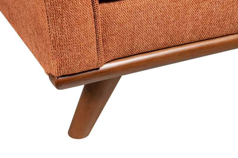 Kort & Co. Kassia 65.4\" Linen-Look Fabric Loveseat with Wood Base and Legs - Orange 