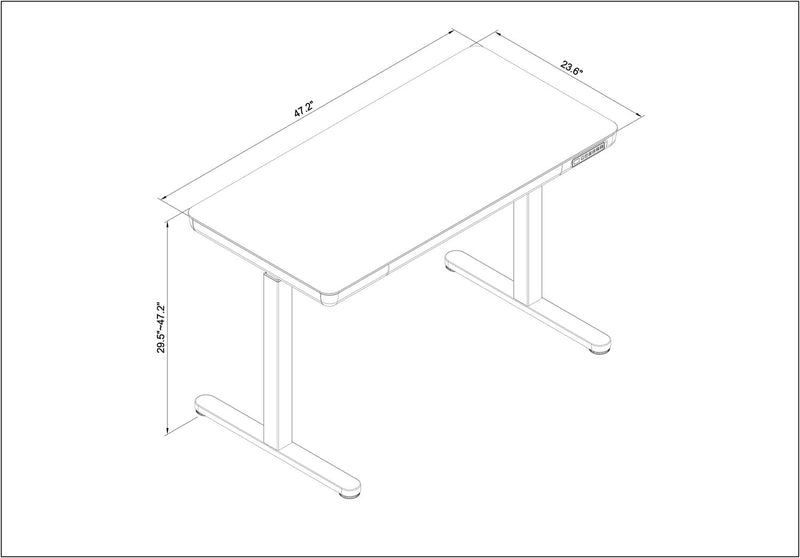 Metro 47.24” Height-Adjustable Office Desk with Storage and USB Ports - Black