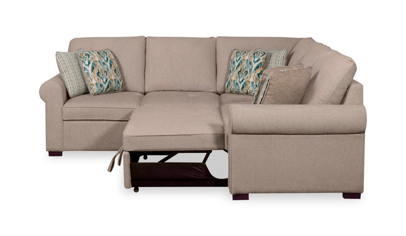 Scott Living Haven 3-Piece Chenille Fabric Sleeper Sectional - Taupe 