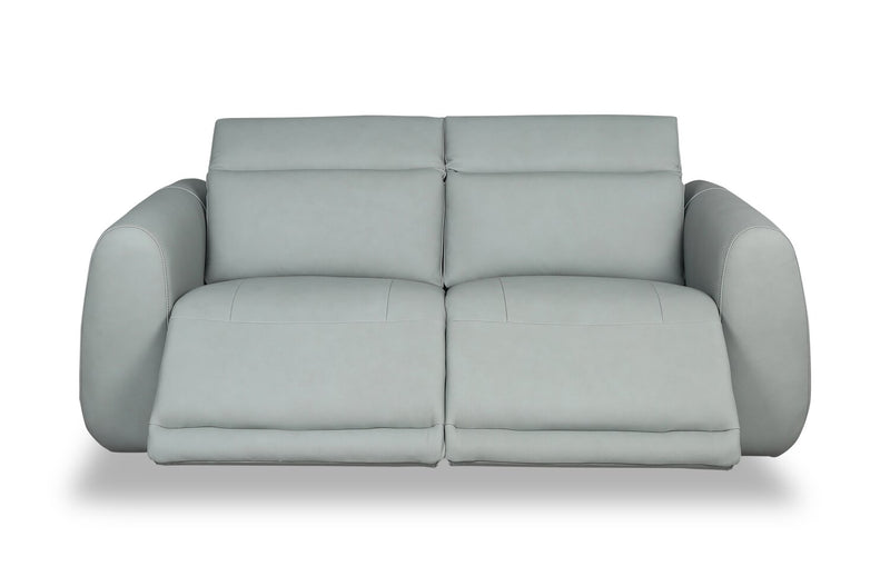 Gianna 76\" Spa Blue Genuine Leather Power Reclining Sofa with Power Headrests and USB Port