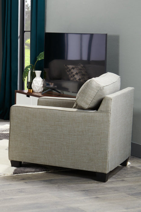 Made in Canada Sawyer 35\" Linen-Look Fabric Chair with Reversible Cushions and Track Arms - Light Grey 