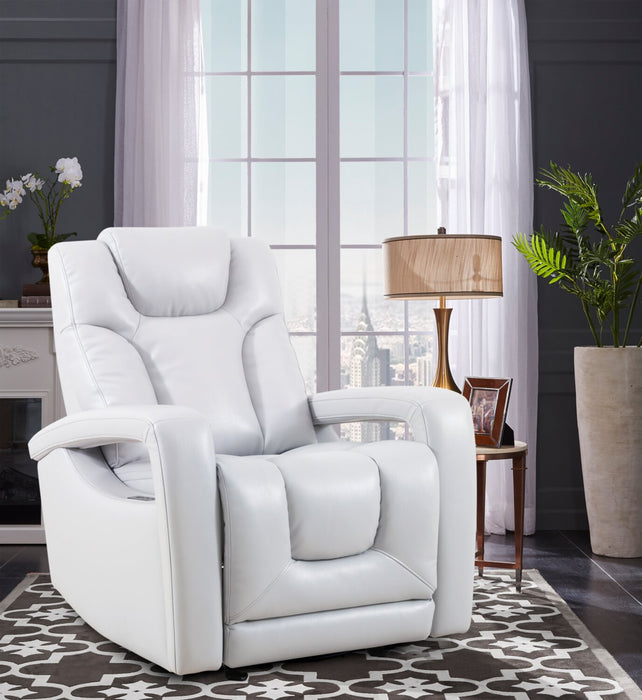Kenzo 35\" Fog Grey Faux Leather Power Reclining Chair with Power Headrest, Footrest and USB Port