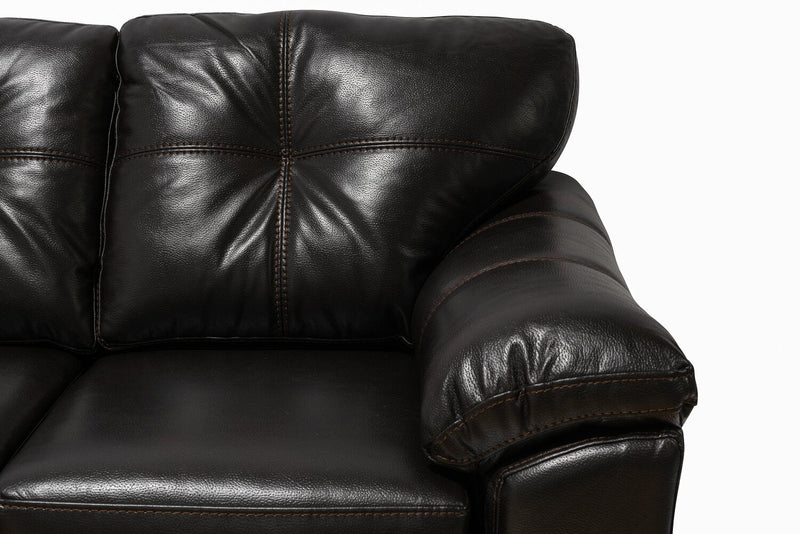 Made in Canada Addison 86\" Leather-Look Fabric Sofa with Removable Seat Cushion and Tufting - Blackberry Black 